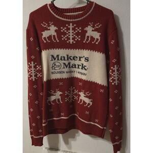 Makers mark christmas sweater Size Lg(?) Crew Neck Cozy Winter Snow Deer